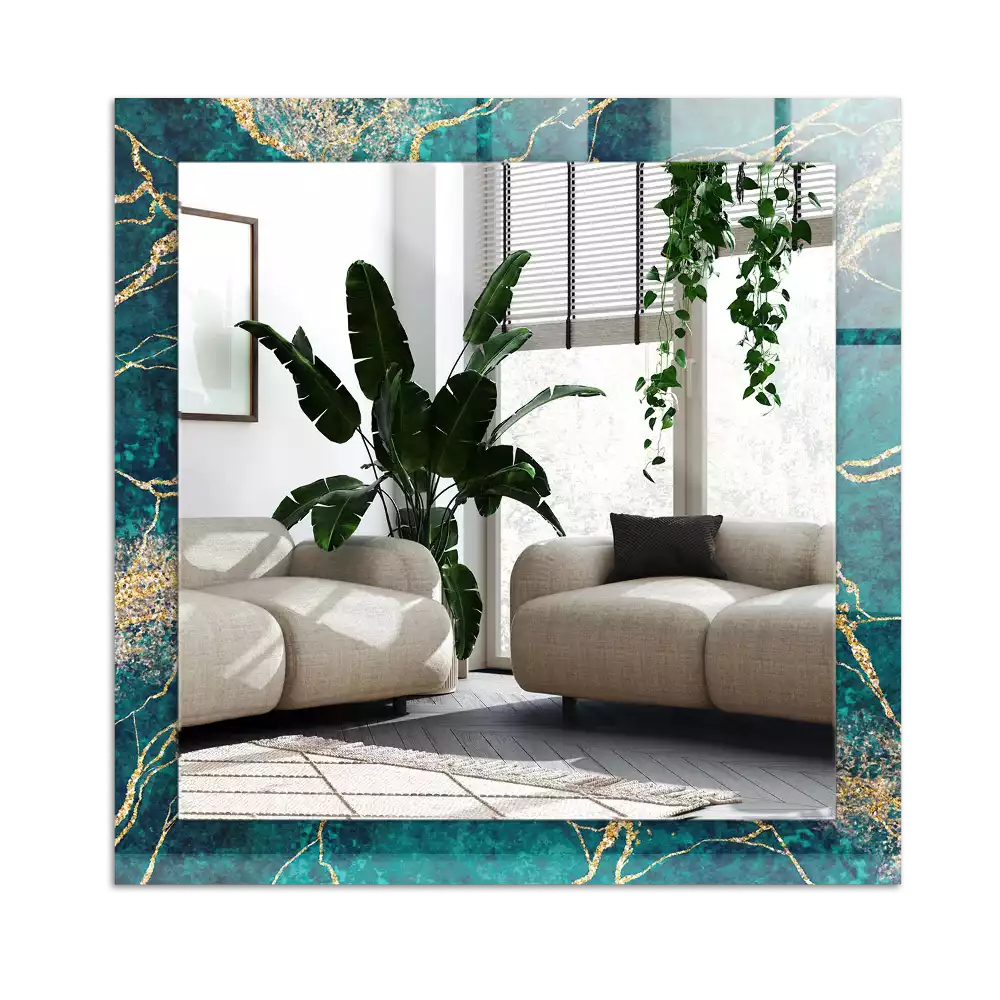 Miroir avec imprimé rectangulaire Marbre vert