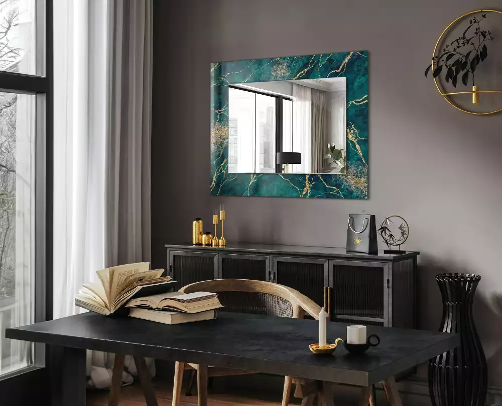 Miroir avec imprimé rectangulaire Marbre vert