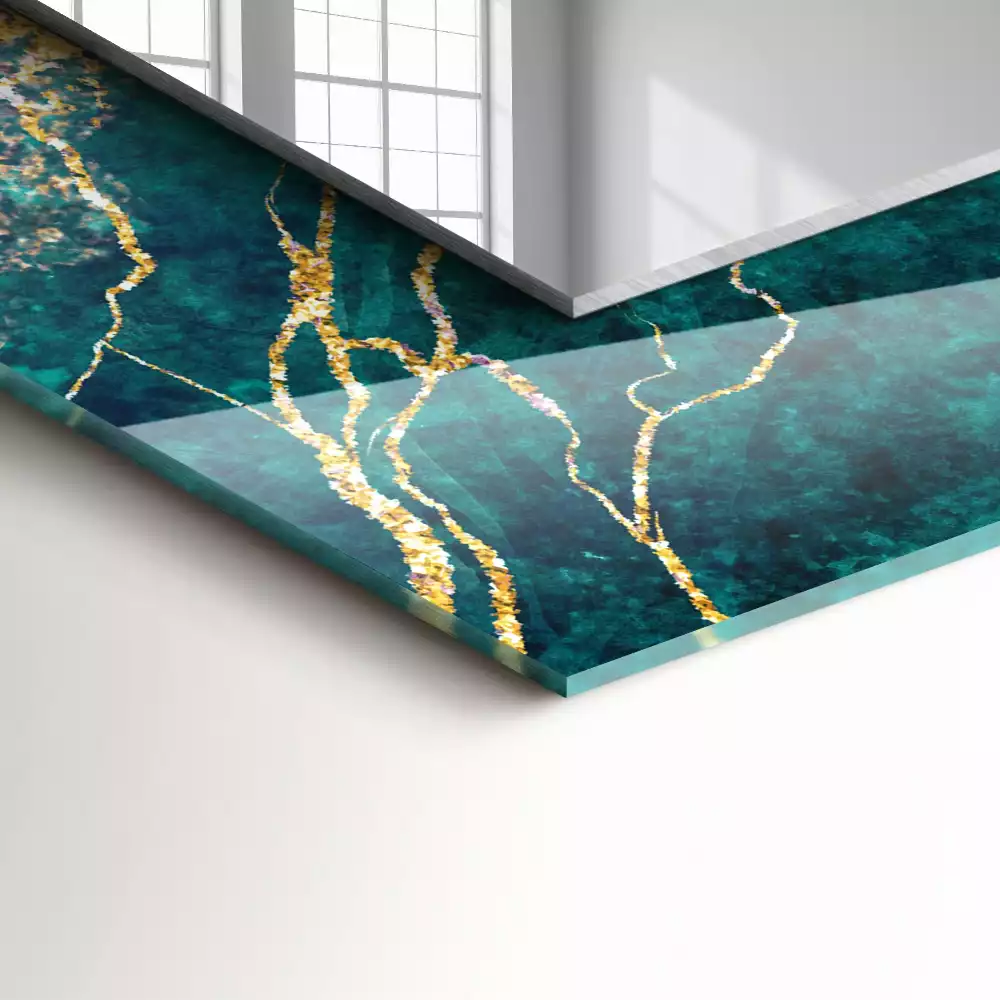 Miroir avec imprimé rectangulaire Marbre vert