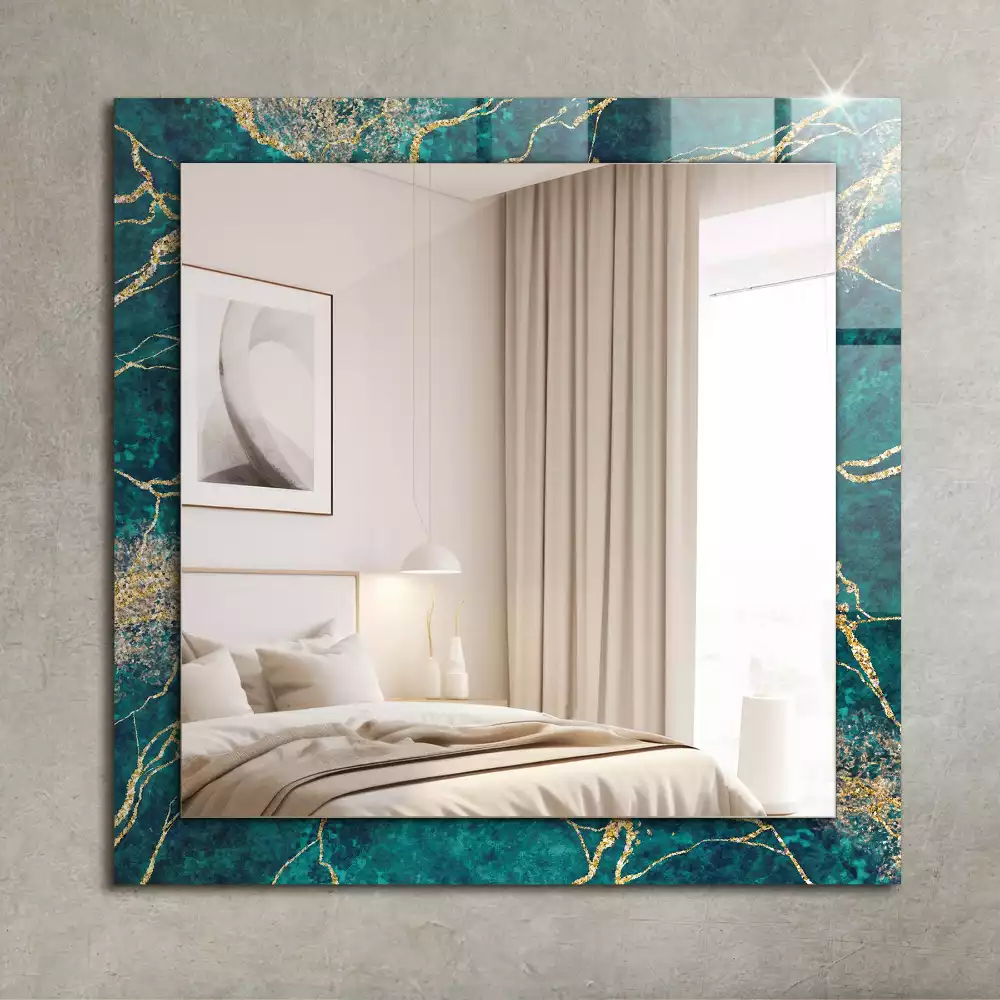 Miroir avec imprimé rectangulaire Marbre vert