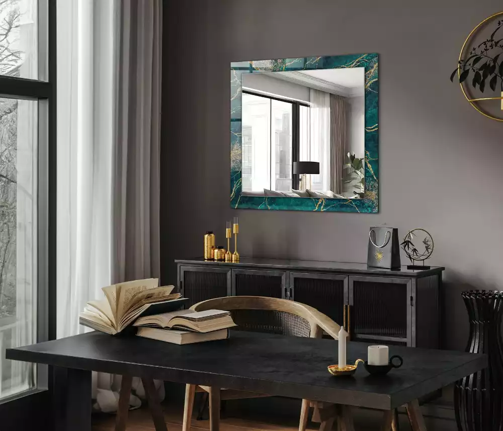 Miroir avec imprimé rectangulaire Marbre vert