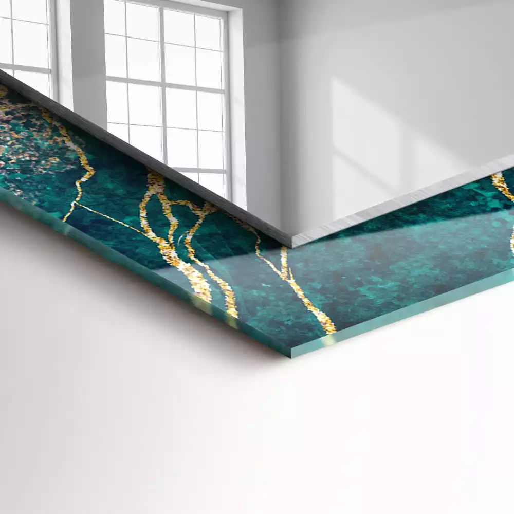 Miroir avec imprimé rectangulaire Marbre vert