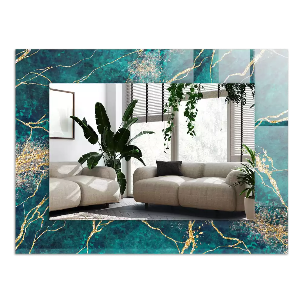 Miroir avec imprimé rectangulaire Marbre vert
