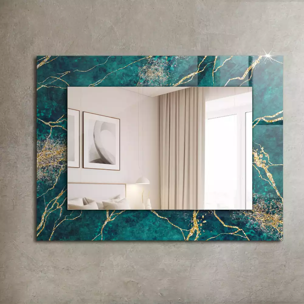 Miroir avec imprimé rectangulaire Marbre vert