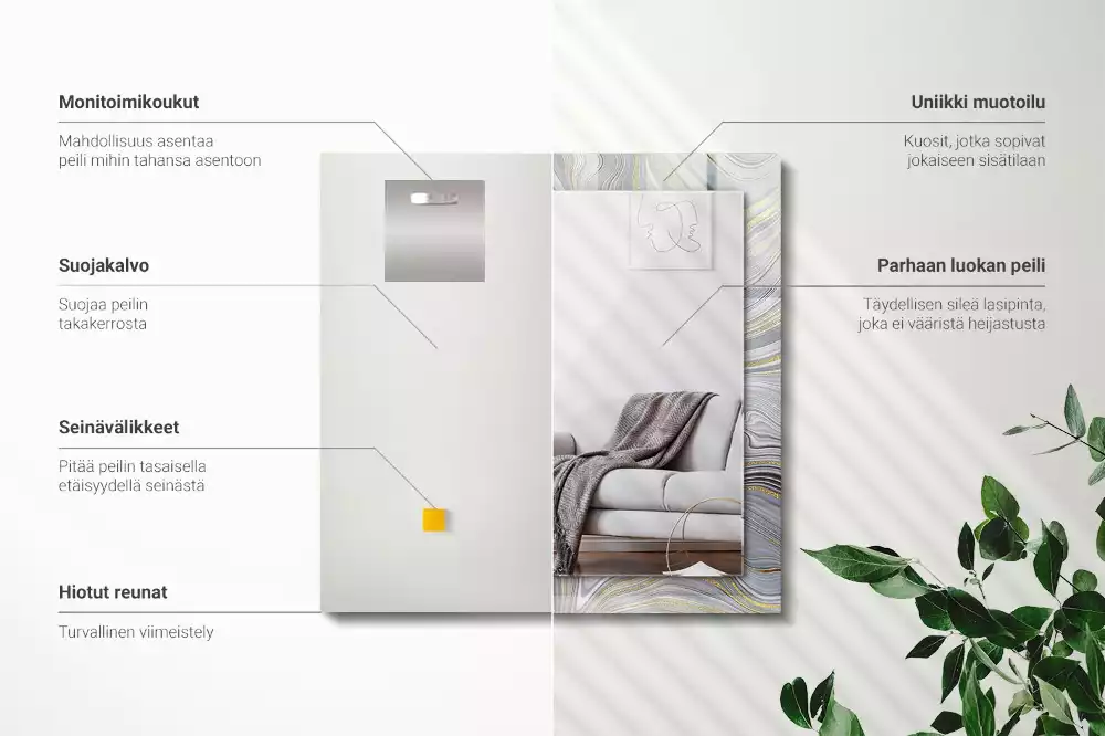 Miroir avec imprimé décoratif rectangulaire Motifs abstraits marbre