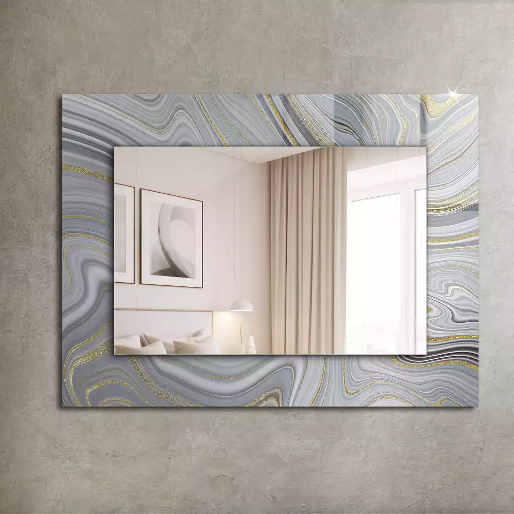 Miroir avec imprimé décoratif rectangulaire Motifs abstraits marbre