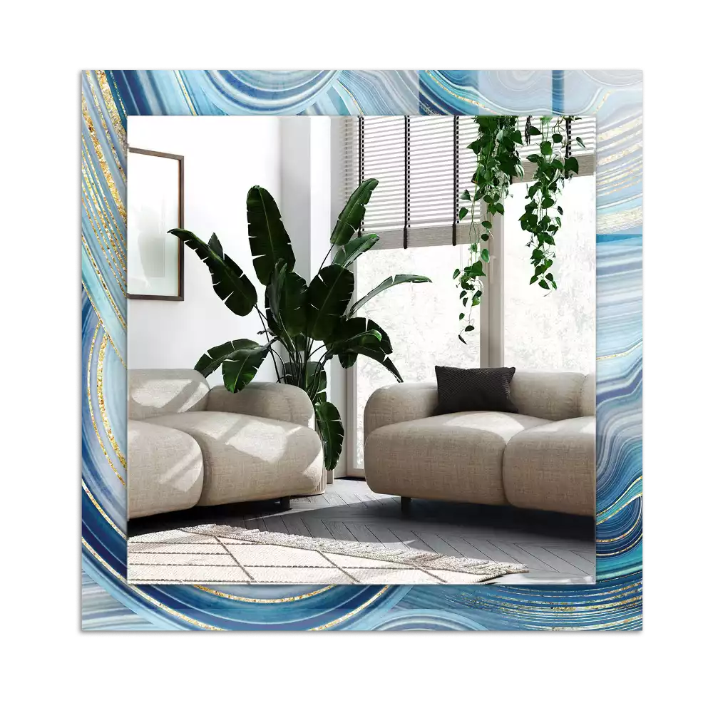Miroir décoratif rectangulaire Vagues bleues abstraites