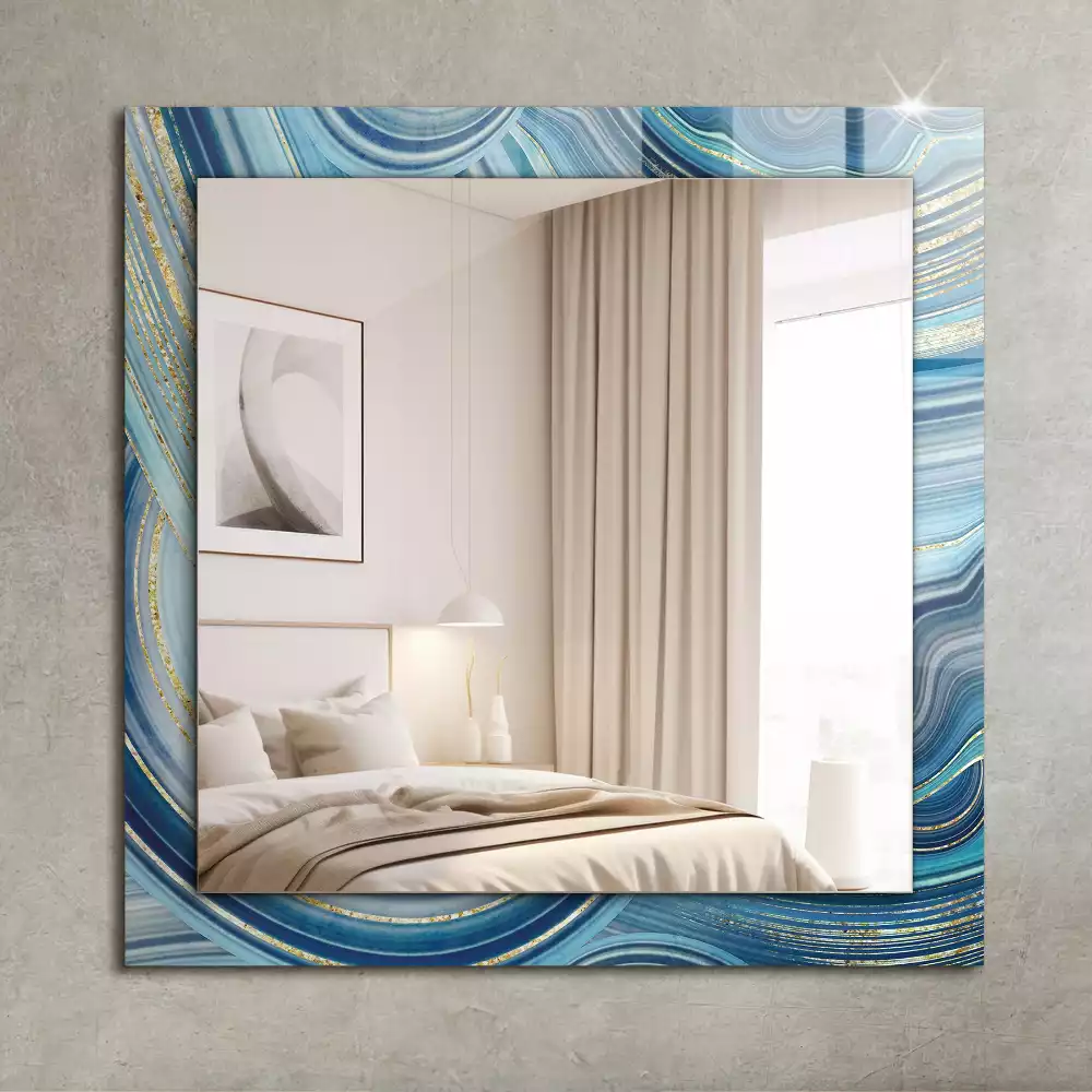 Miroir décoratif rectangulaire Vagues bleues abstraites