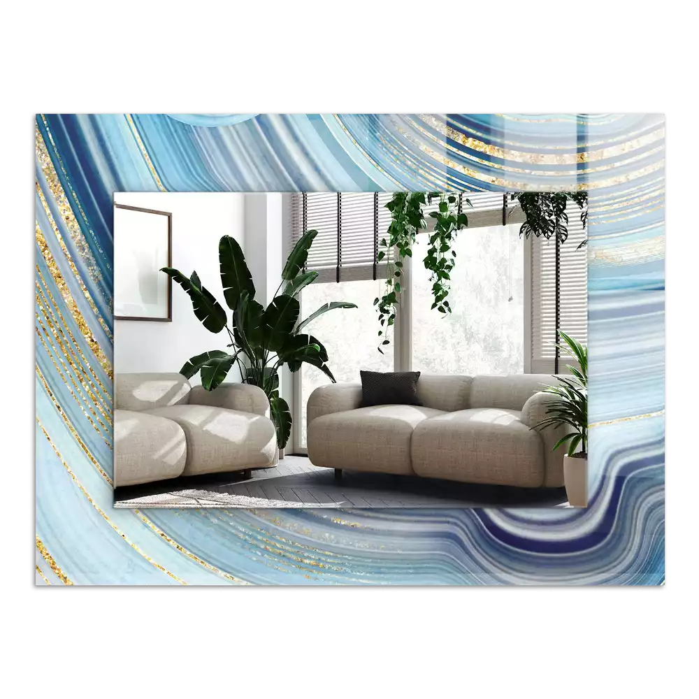Miroir décoratif rectangulaire Vagues bleues abstraites