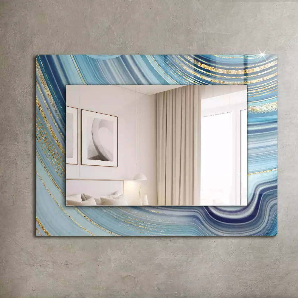 Miroir décoratif rectangulaire Vagues bleues abstraites