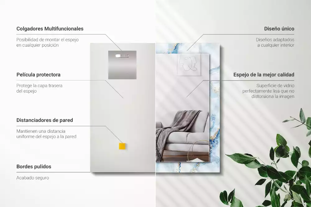 Miroir avec imprimé rectangulaire Motif abstrait marbre