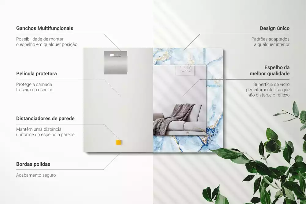 Miroir avec imprimé rectangulaire Motif abstrait marbre