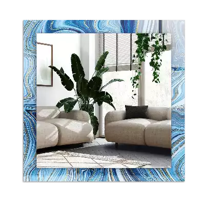 Miroir avec imprimé décoratif rectangulaire Motif abstrait bleu