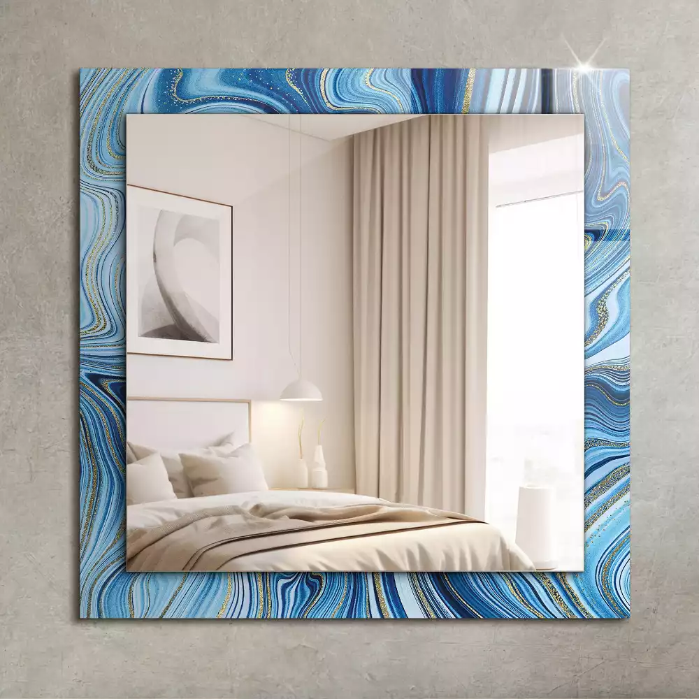 Miroir avec imprimé décoratif rectangulaire Motif abstrait bleu