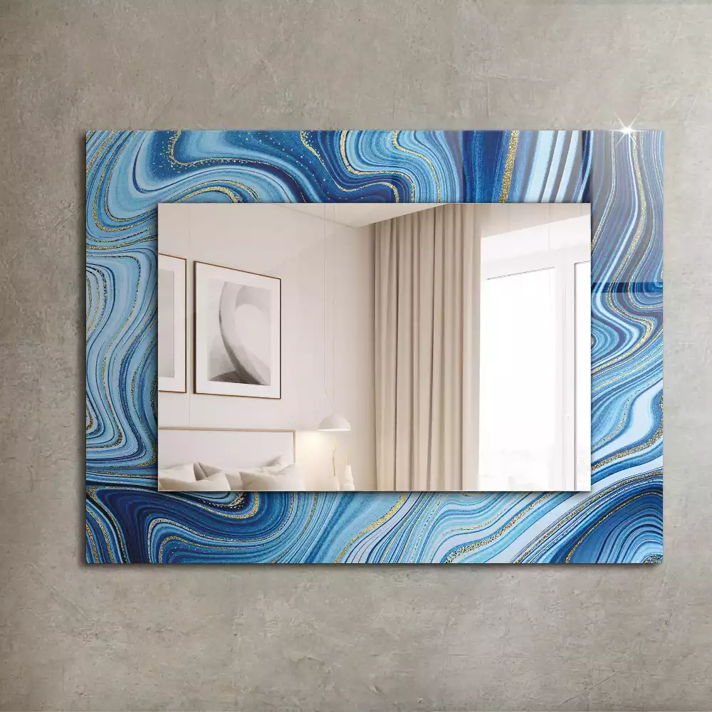 Miroir avec imprimé décoratif rectangulaire Motif abstrait bleu