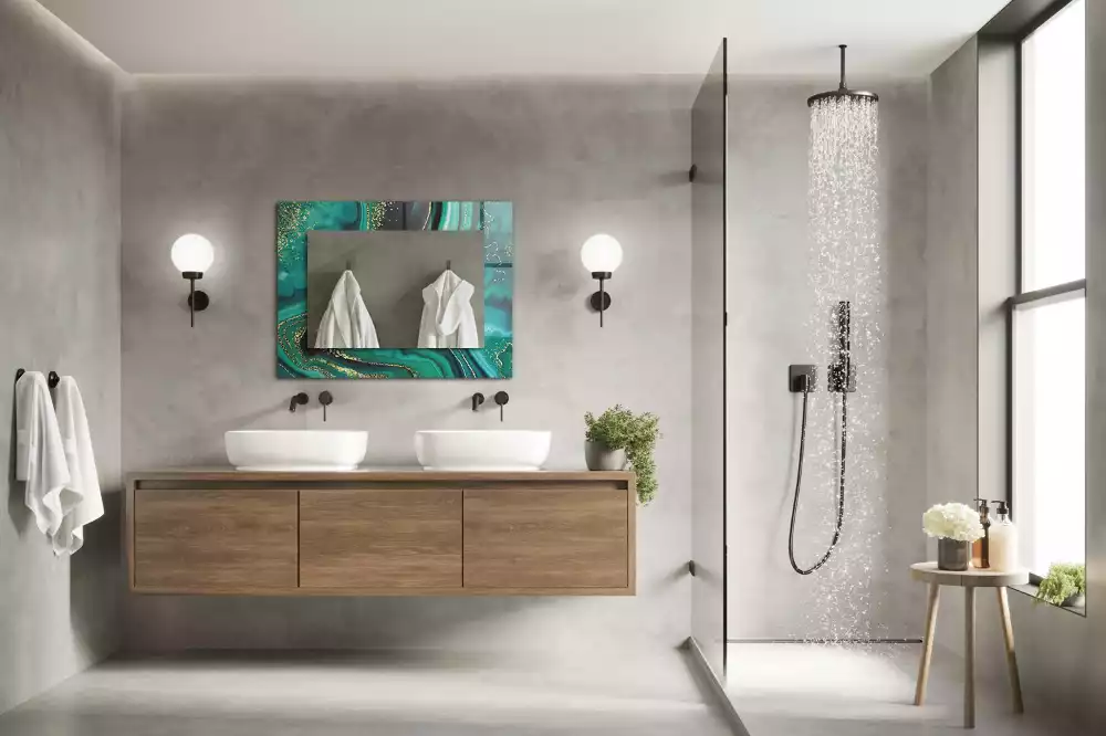 Miroir décoratif rectangulaire Texture verte abstraite