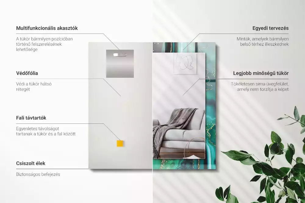 Miroir décoratif rectangulaire Texture verte abstraite