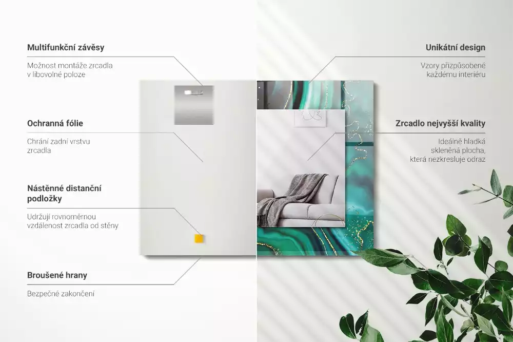 Miroir décoratif rectangulaire Texture verte abstraite