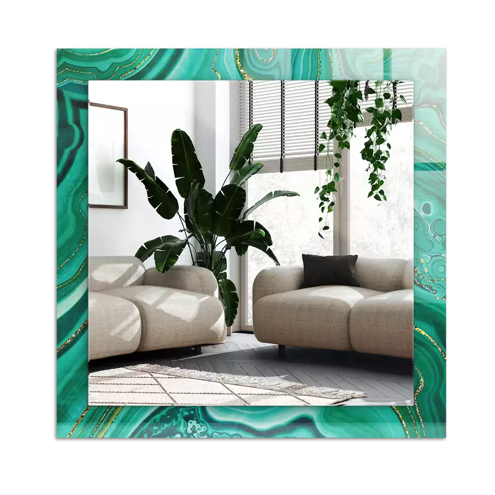 Miroir avec imprimé rectangulaire Texture verte abstraite