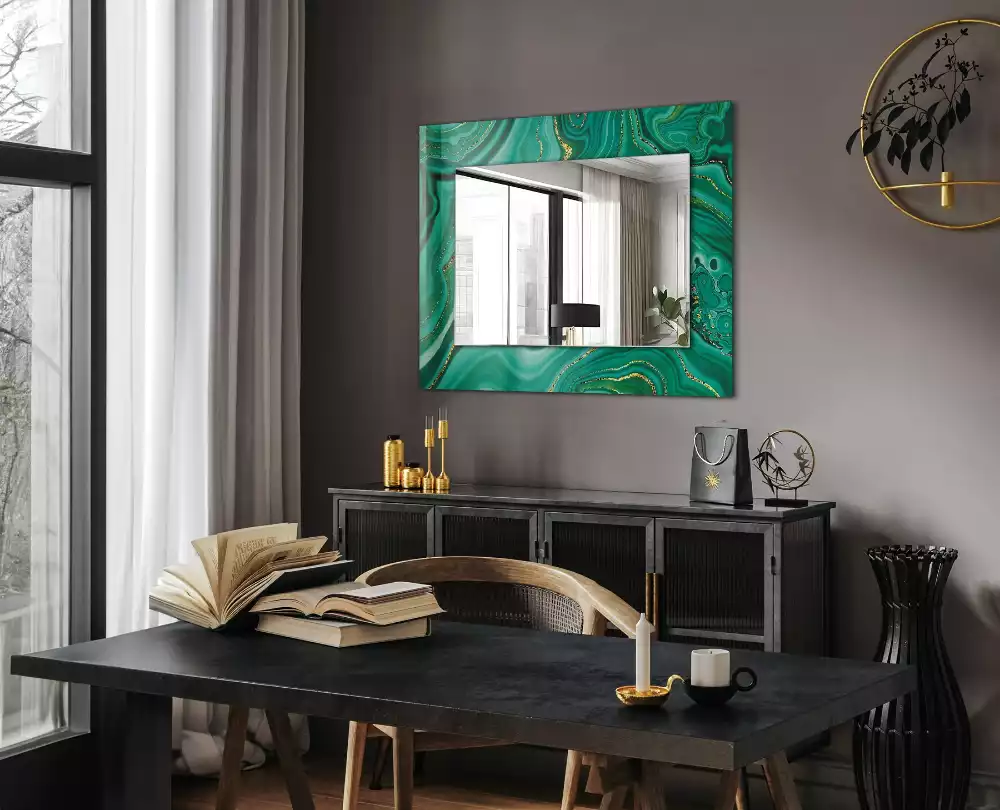 Miroir avec imprimé rectangulaire Texture verte abstraite
