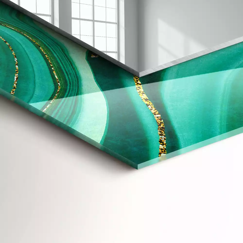 Miroir avec imprimé rectangulaire Texture verte abstraite