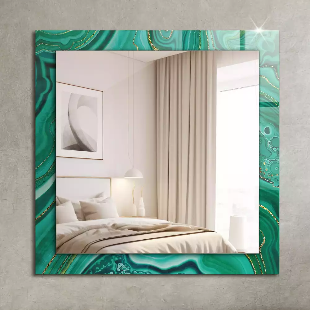 Miroir avec imprimé rectangulaire Texture verte abstraite