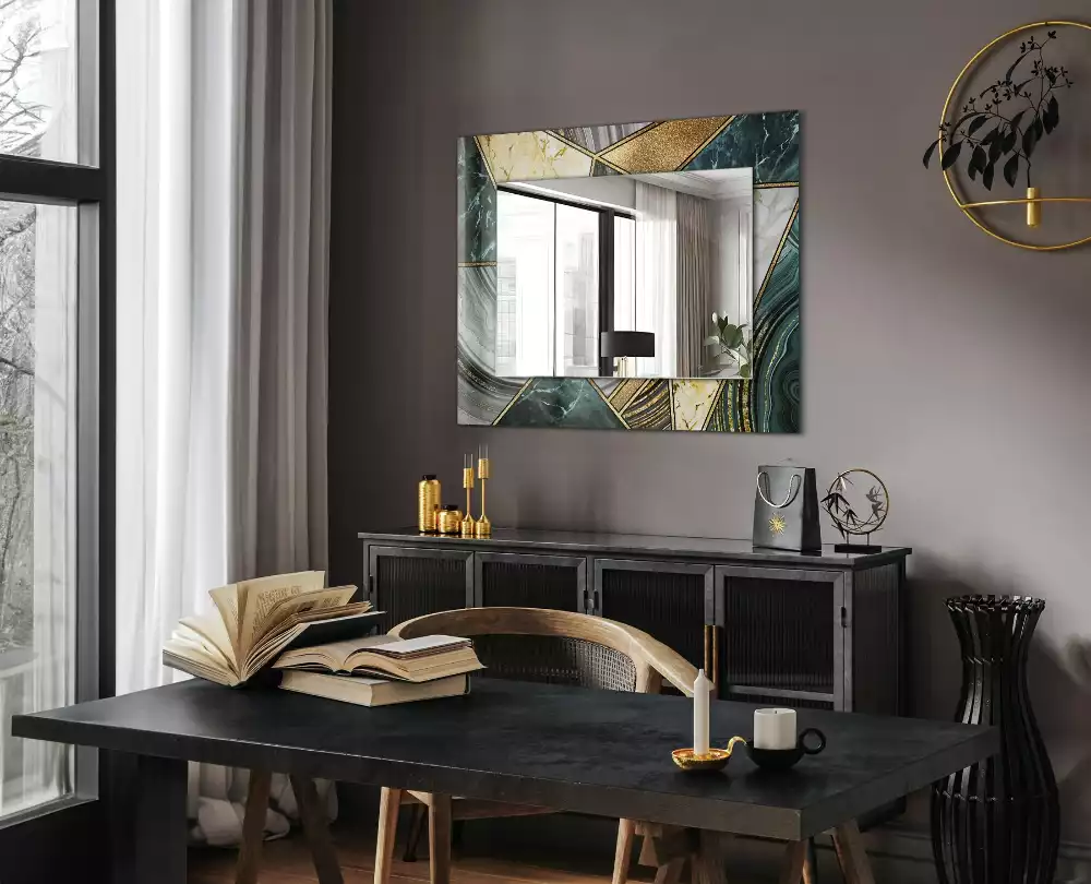 Miroir avec imprimé décoratif rectangulaire Motifs géométriques abstraits