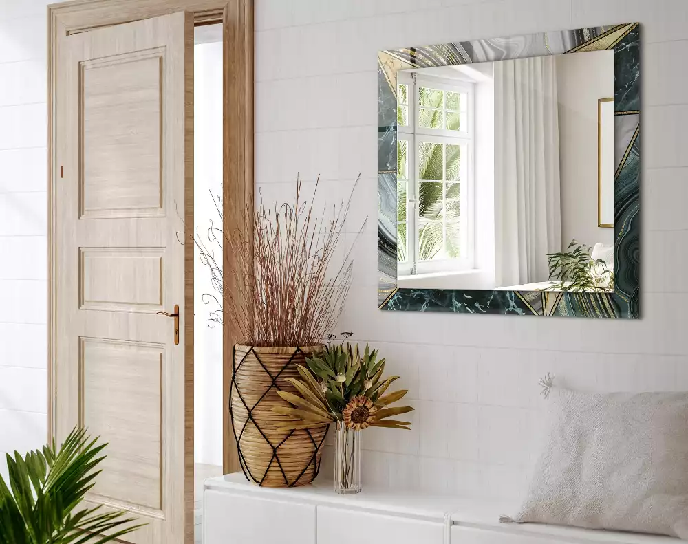 Miroir avec imprimé décoratif rectangulaire Motifs géométriques abstraits