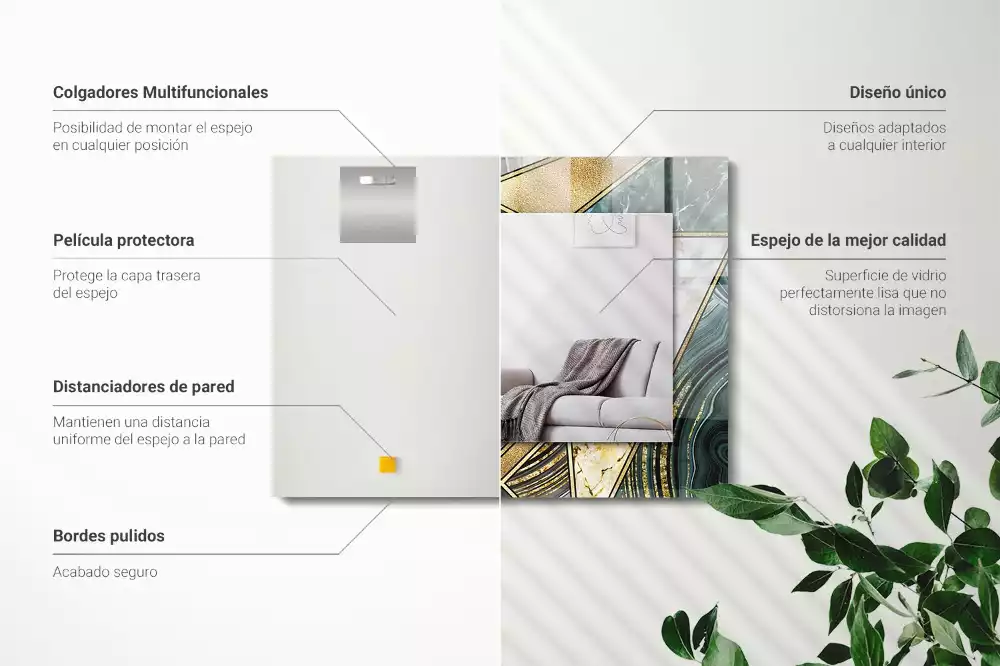 Miroir avec imprimé décoratif rectangulaire Motifs géométriques abstraits