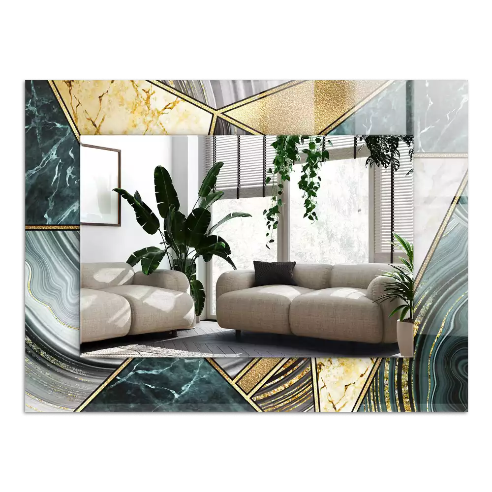 Miroir avec imprimé décoratif rectangulaire Motifs géométriques abstraits