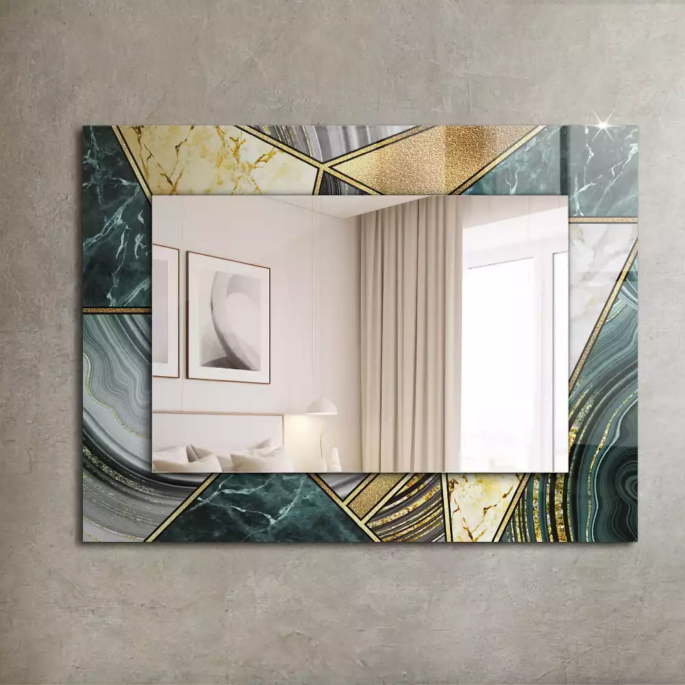 Miroir avec imprimé décoratif rectangulaire Motifs géométriques abstraits