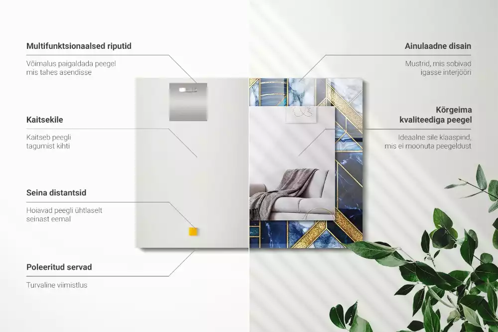 Miroir décoratif rectangulaire Mosaïque géométrique abstraite