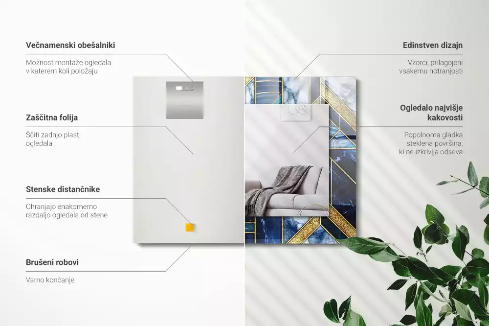 Miroir décoratif rectangulaire Mosaïque géométrique abstraite