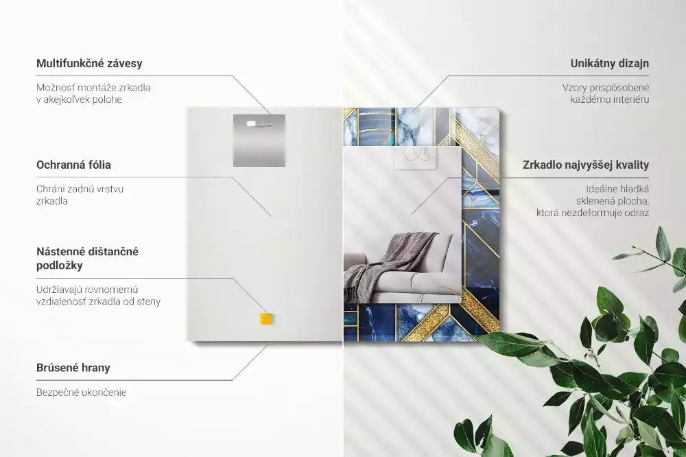 Miroir décoratif rectangulaire Mosaïque géométrique abstraite