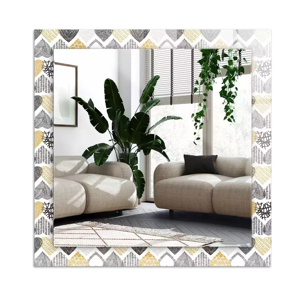 Miroir avec imprimé rectangulaire Petits cœurs colorés