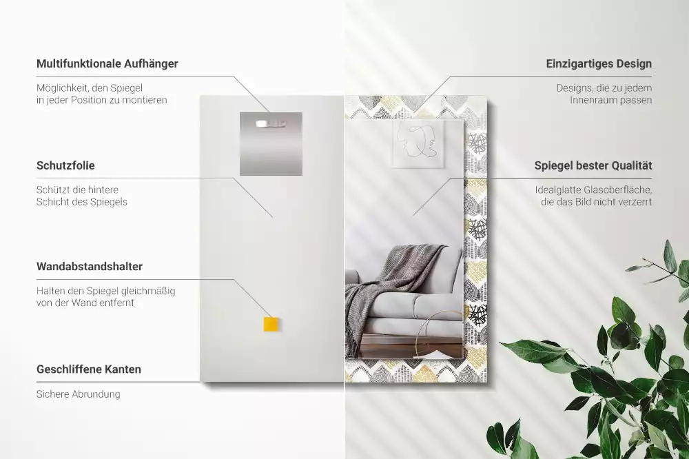 Miroir avec imprimé rectangulaire Petits cœurs colorés