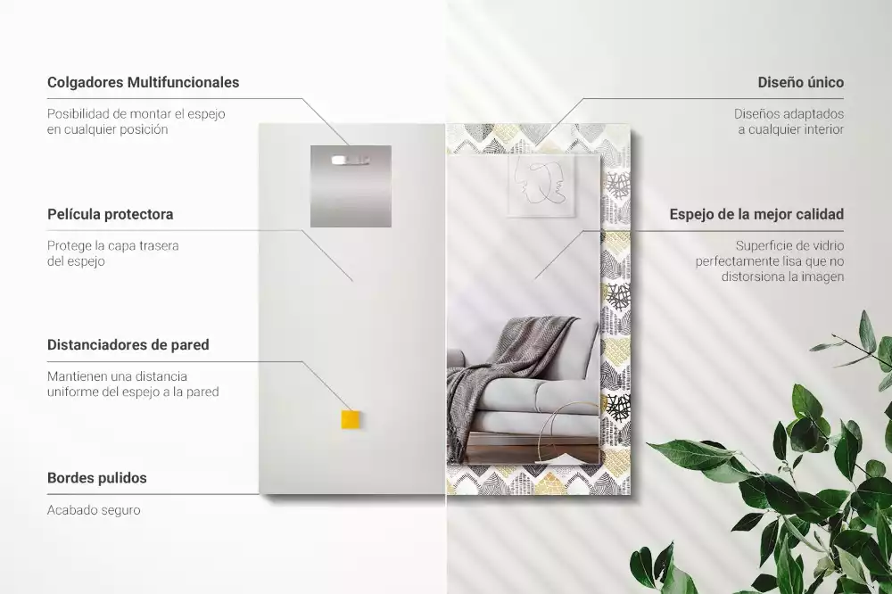 Miroir avec imprimé rectangulaire Petits cœurs colorés