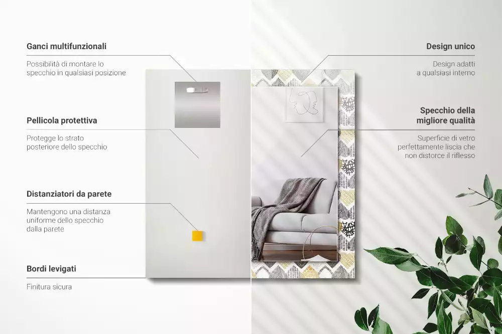 Miroir avec imprimé rectangulaire Petits cœurs colorés