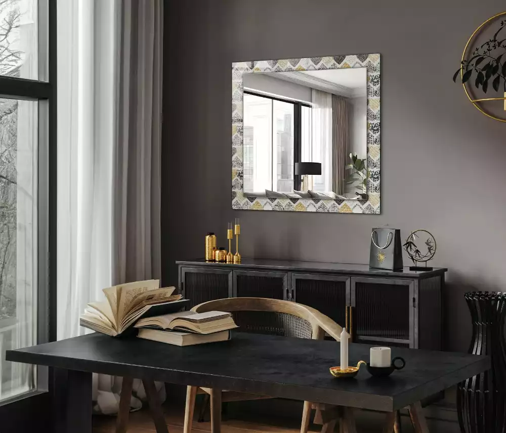 Miroir avec imprimé rectangulaire Petits cœurs colorés