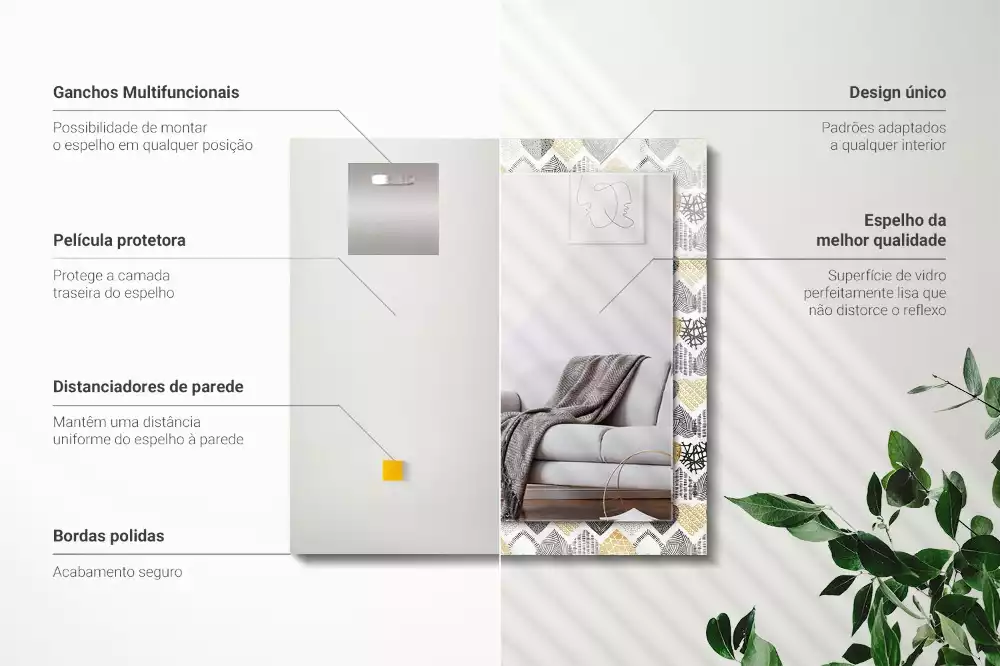 Miroir avec imprimé rectangulaire Petits cœurs colorés