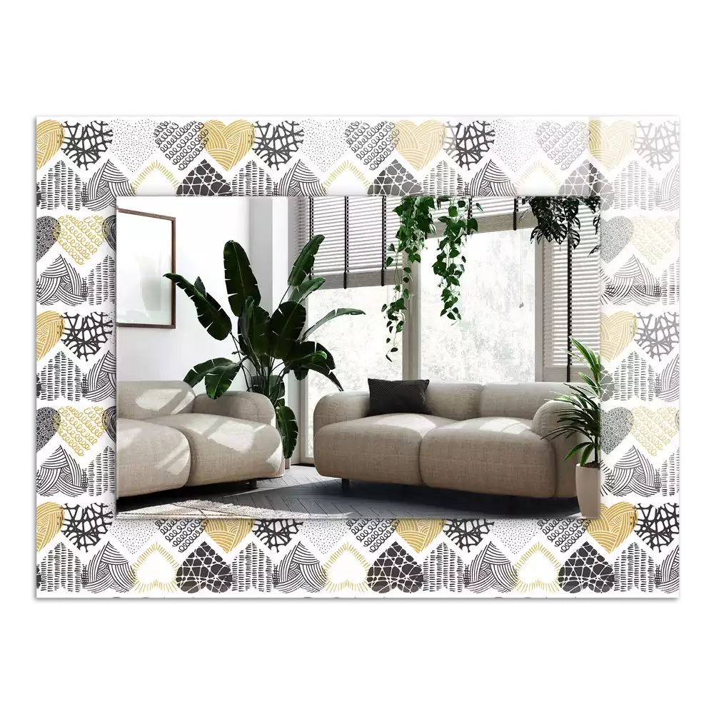 Miroir avec imprimé rectangulaire Petits cœurs colorés