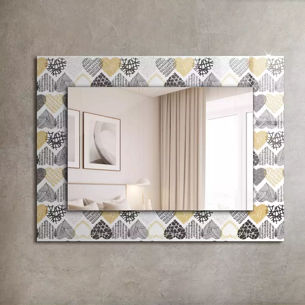 Miroir avec imprimé rectangulaire Petits cœurs colorés