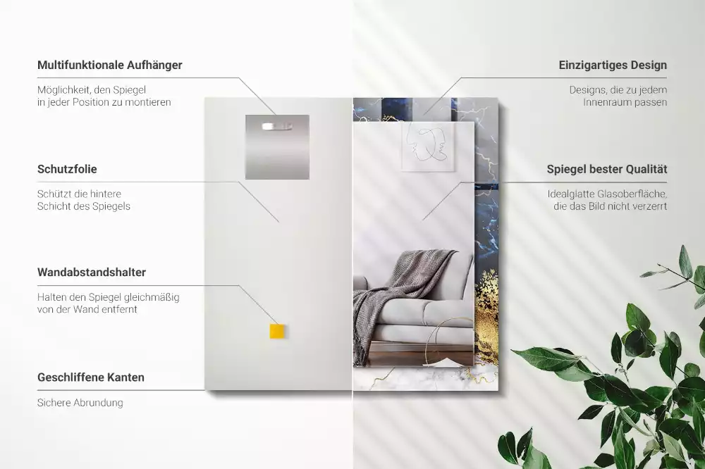 Miroir décoratif rectangulaire Abstraction marbre