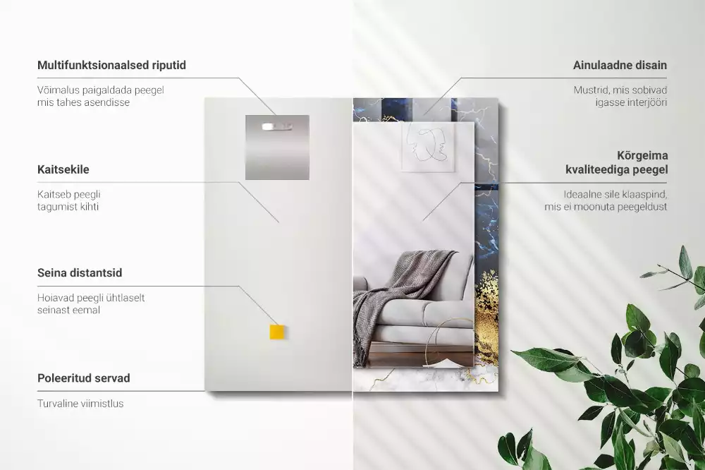 Miroir décoratif rectangulaire Abstraction marbre