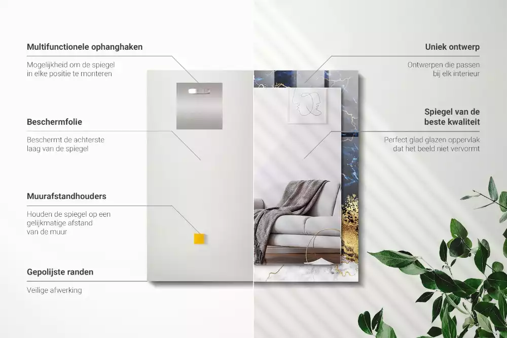 Miroir décoratif rectangulaire Abstraction marbre