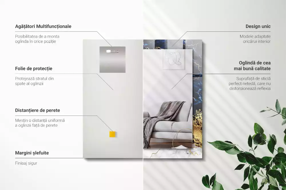 Miroir décoratif rectangulaire Abstraction marbre