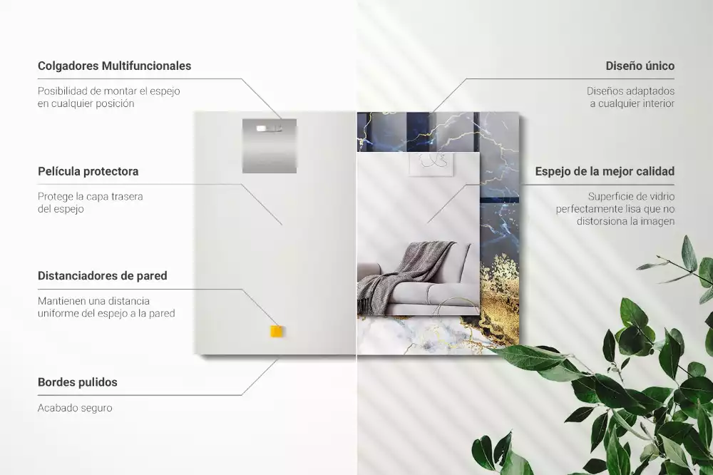 Miroir décoratif rectangulaire Abstraction marbre