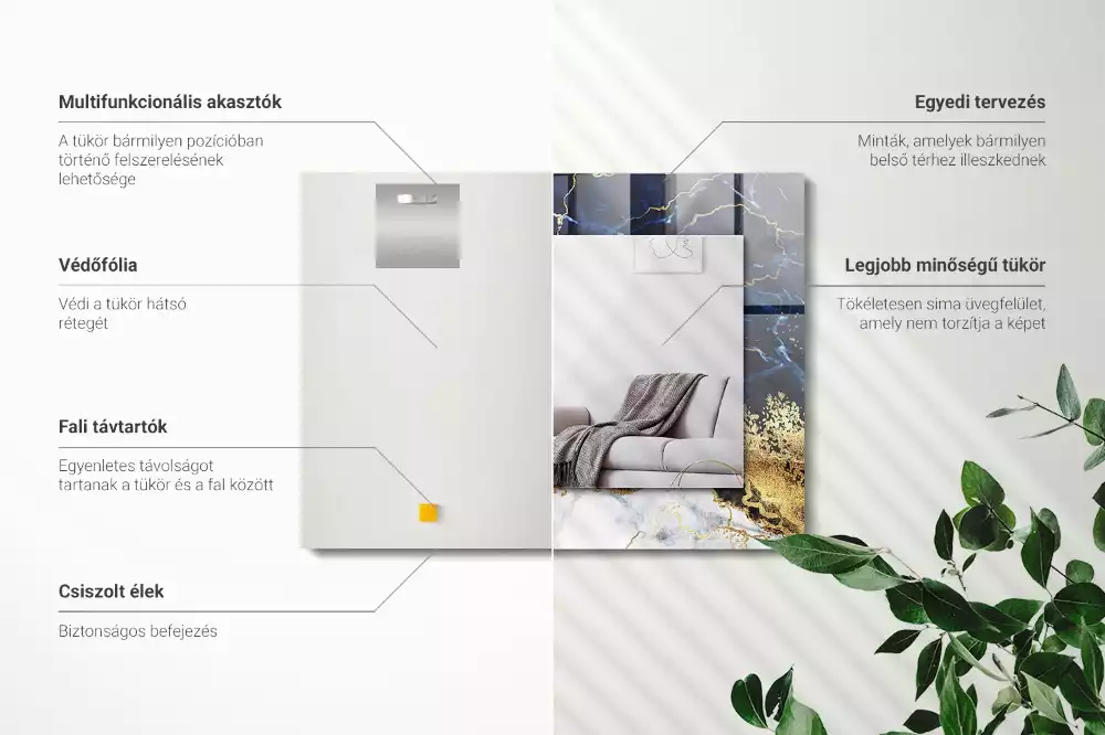 Miroir décoratif rectangulaire Abstraction marbre