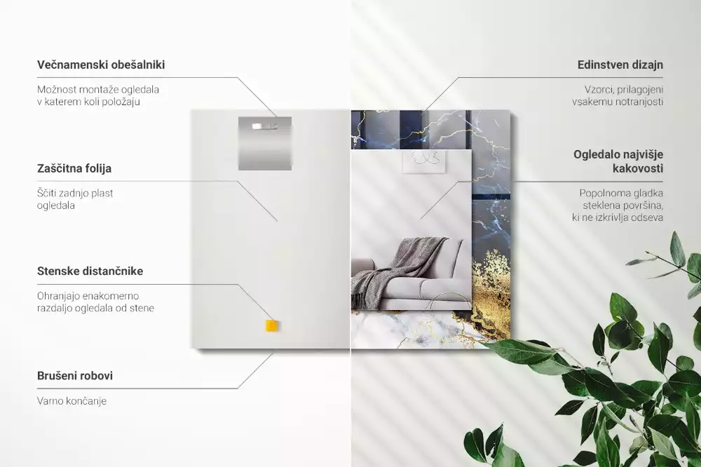 Miroir décoratif rectangulaire Abstraction marbre