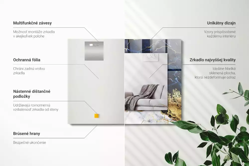 Miroir décoratif rectangulaire Abstraction marbre